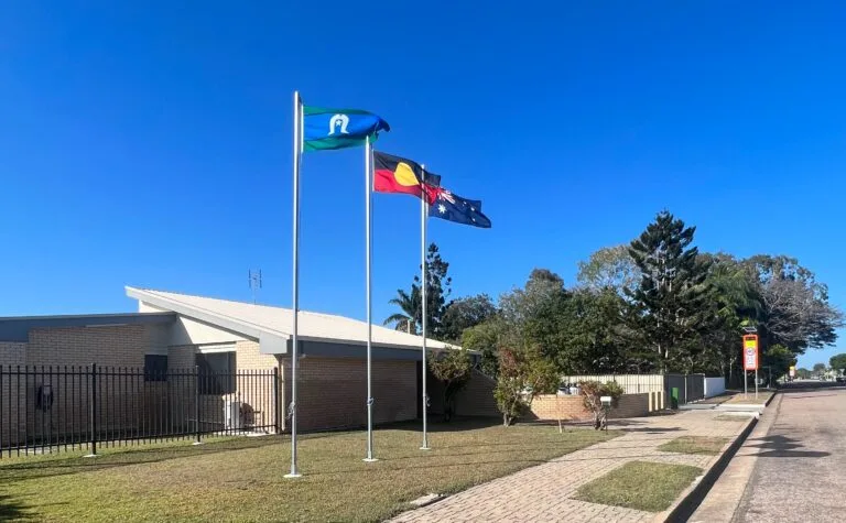 Bur-Del Administration Centre beneath a bright blue Burdekin sky