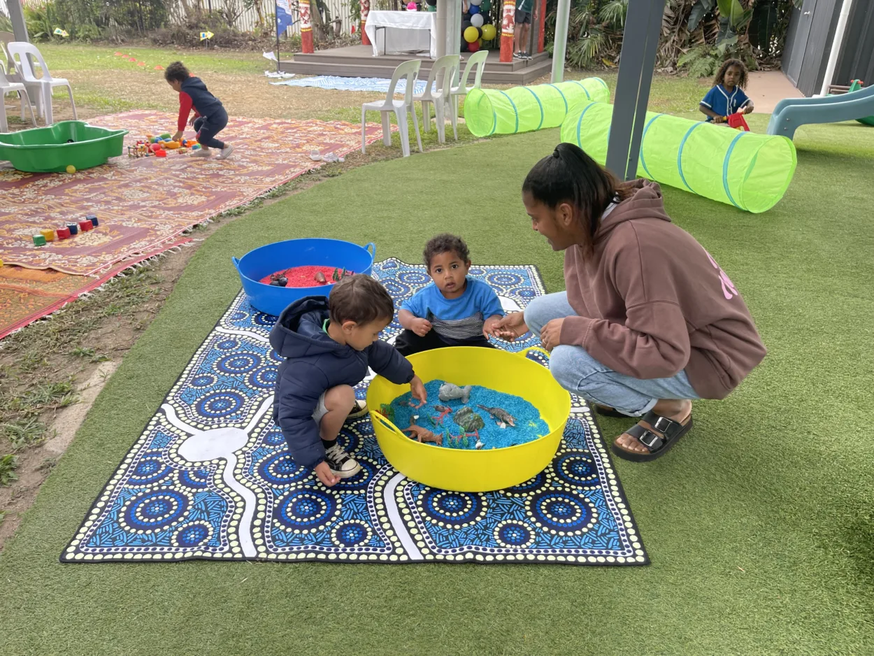 Children taking part in an outdoor early-learning activity